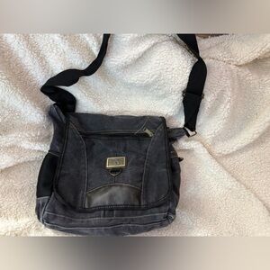 Stylish Black Canvas Messenger Bag